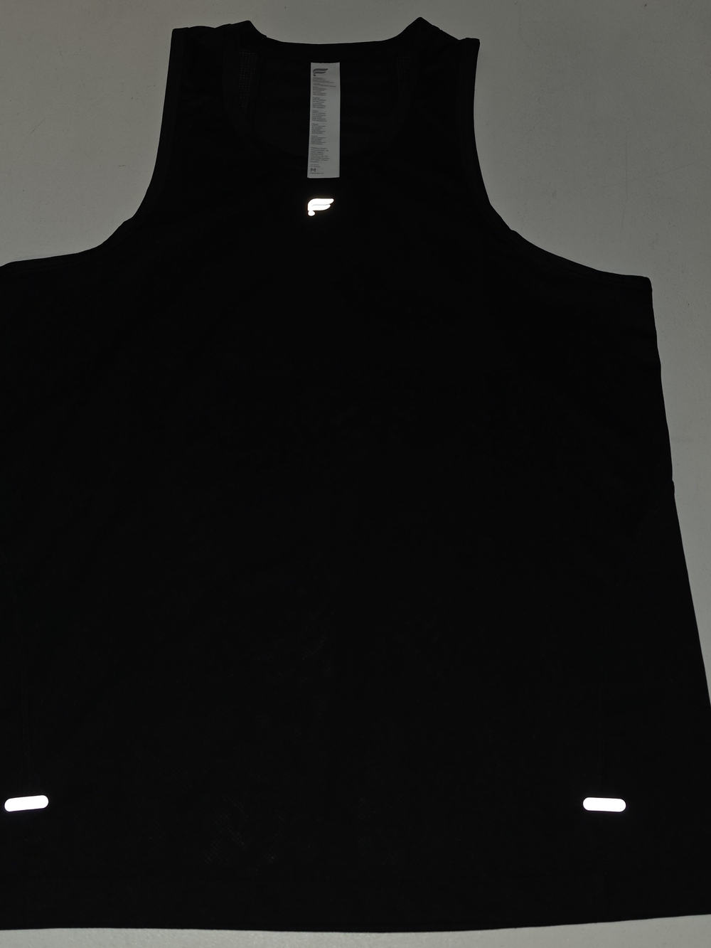 Fabletics Black Athletic Mesh Tank with White Logo